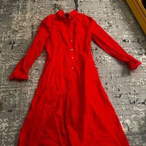 J. Crew Vibrant Red Long Sleeve Dress